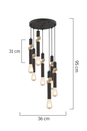 Barnaby 7'li Yuvarlak Siyah Eskitme Ofis Avizeleri Modern Genç Odası Mutfak Salon Sarkıt Avize 3958-07-BL-FR - 6