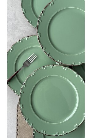 Bastien Green Handgefertigtes Porzellan-Servierteller-Set für 6 Personen, 25 cm, PDBTYYS06SS00 - 4