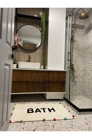 Bath Yazılı Ponponlu Banyo Paspası 90×57 bathpaspas01 - 4