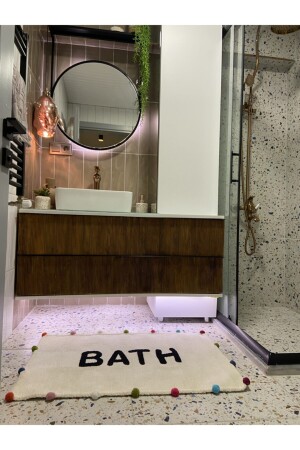 Bath Yazılı Ponponlu Banyo Paspası 90×57 bathpaspas01 - 5