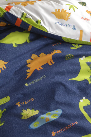 Baumwoll-Bettbezug-Set für Einzelbett, Dinos, Marineblau, Ep-024557 - 6