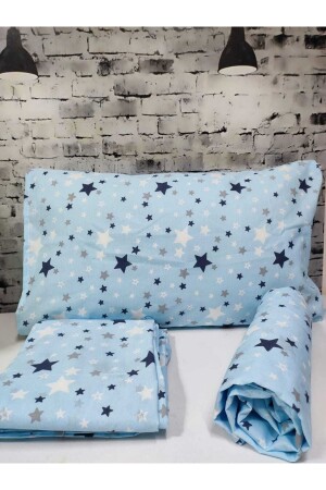 Baumwoll-Einzelbettbezug-Set mit Sternenmuster und elastischen (Spannbettlaken) NEW-STAR-DUVET COVER - 2