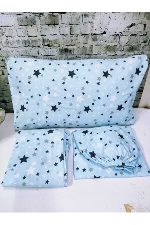 Baumwoll-Einzelbettbezug-Set mit Sternenmuster und elastischen (Spannbettlaken) NEW-STAR-DUVET COVER - 5