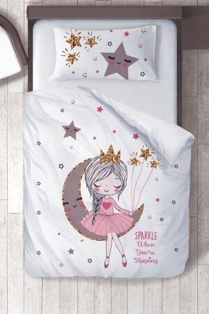 Baumwoll-Micro-Satin-Bettbezug-Set „Girl Sitting on the Moon“ für Schlafzimmer und Kinder, ibrtnb108 - 2