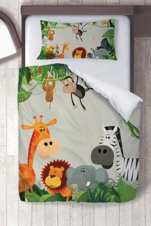 Baumwoll-Micro-Satin-Bettbezug-Set „Lieblingssafari“ für Kinderzimmer, ibrtnb365 - 3