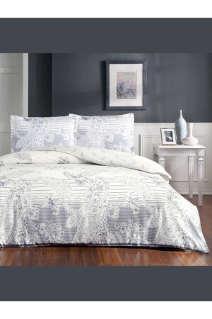 Baumwollsatin-Bettbezug-Set Paisley Indigo Double 3254-177 - 2