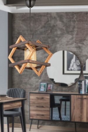 Bcd Design Lighting Diamond Dekorative Hängelampe aus Holz, Kronleuchter, Schwarz, Installation, kompatibel mit allen Umgebungen, FH50 - 1