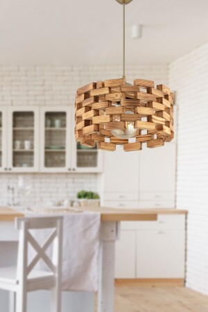 Bcd Design Lighting Mosaik-Hängelampe aus Holz, Kronleuchter, goldfarbene Installation, stilvolles Design, kompatibel mit jeder Umgebung, FH59 - 3