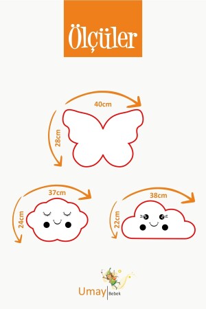 Bebek Çocuk Odası Dekoratif Yastık, Kelebek Yastık, Bulut Yastık, Dekor Yastık UMAYYST3 - 4