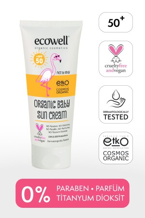 Bebek Güneş Kremi Spf 50, Organik & Vegan Sertifikalı, Mineral Filtre, Uva & Uvb Yüksek Koruma 110gr 8680624093415 - 1