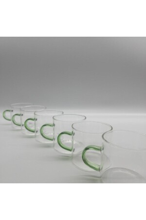 Becher aus hitzebeständigem Borosilikat-Thermisil-Glas, 6 Stück, 180 ml, 69-glass-mug-small-green-69 - 5