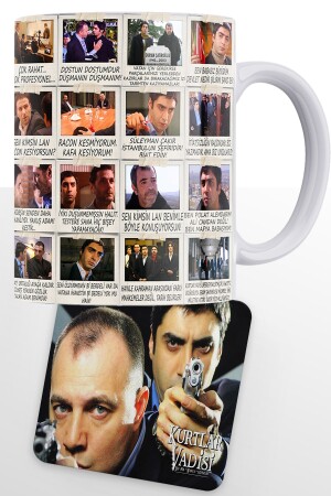 Bedruckte Tasse „Valley of the Wolves“-Serie „Polat Scenes“, Holzuntersetzer mit Geschenk - 4