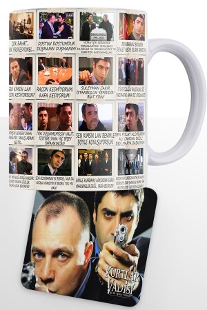 Bedruckte Tasse „Valley of the Wolves“-Serie „Polat Scenes“, Holzuntersetzer mit Geschenk - 3