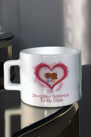 Bedruckte Tee- und Kaffeetasse „Fröhliches Valentinstagsgeschenk für Liebhaber“ he-ç-593 - 4