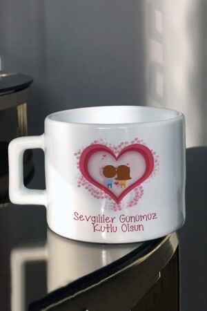 Bedruckte Tee- und Kaffeetasse „Fröhliches Valentinstagsgeschenk für Liebhaber“ he-ç-593 - 3