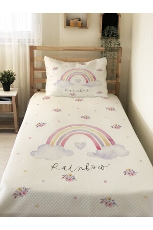 Bedrucktes Einzel-Piqué-Set für Babys und Kinder mit Regenbogenmuster, 160 x 230, Weiß, 56162 - 2