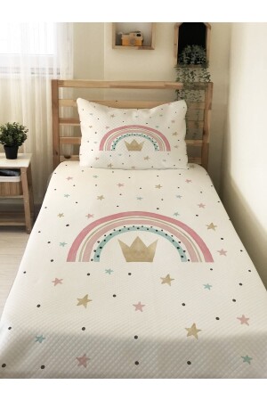 Bedrucktes Einzel-Piqué-Set für Babys und Kinder mit Regenbogenmuster, 160 x 230, Weiß 82510 - 1