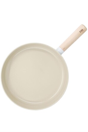 Beige Gusseisenpfanne mit Holzgriff, 28 cm, INT-ANSAN2543 - 1