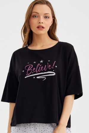 Believe Siyah Kadın Pijama Üst - 1