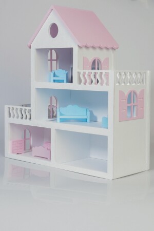 Bemaltes Barbie-Puppenhaus aus Holz (mit 15 Möbelgeschenken) Brd-Barby10 - 4