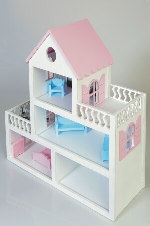 Bemaltes Barbie-Puppenhaus aus Holz (mit 15 Möbelgeschenken) Brd-Barby10 - 5