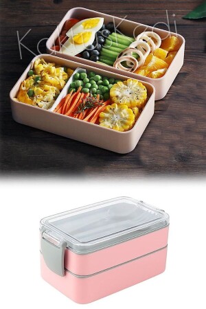 Bento 2 Katlı Yemek Kabı Pudra 900 Ml 7480000717244 - 3