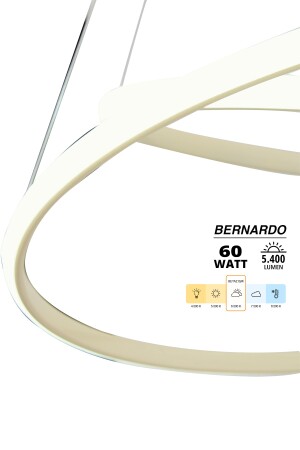 Bernardo 45x35 Büyük Çember Krem Modern Sarkıt Beyaz Işık Led Avize BRNRD02 - 7