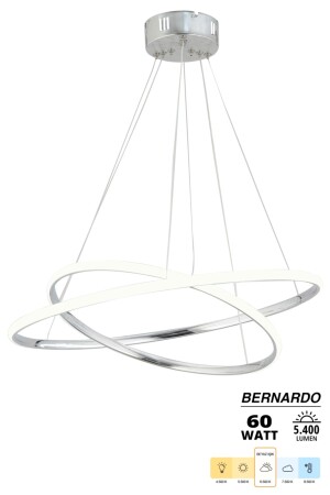 Bernardo 45x35 Büyük Çember Krom Modern Sarkıt Beyaz Işık Led Avize - 4