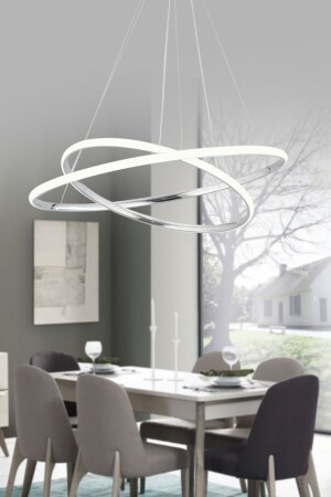 Bernardo 45x35 Großer runder Chrom-Modern-Pendelleuchte-LED-Kronleuchter mit weißem Licht - 3