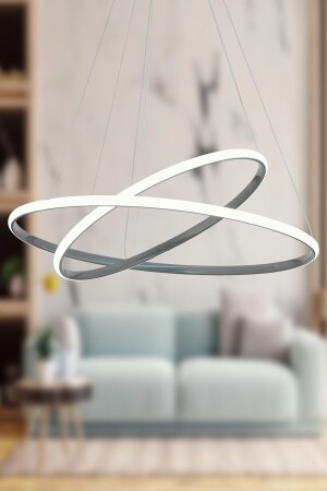 Bernardo 45x35 Large Circle Smoke Moderne Pendelleuchte mit weißem Licht und LED-Kronleuchter - 3