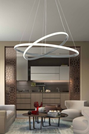 Bernardo 45x35 Large Circle Smoke Moderne Pendelleuchte mit weißem Licht und LED-Kronleuchter - 4