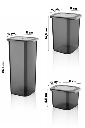 Beschriftetes 24-teiliges, anthrazitfarbenes, wirtschaftliches, unzerbrechliches Vorratsbehälter-Set, 1,75/1,2/0,55 Lt TYC00788348668 - 9