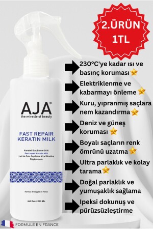 Besleyici- Onarıcı Keratin & Biotin Fön Sütü Kolay Tarama Etkili Isıya Karşı Koruyucu 250ml - 3