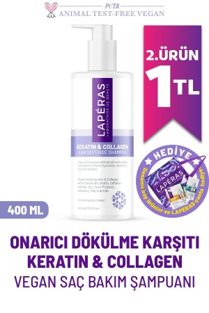 Besleyici Onarıcı Ve Dökülme Karşıtı Keratin & Collagen Vegan Saç Bakım Şampuanı 400ml - 2