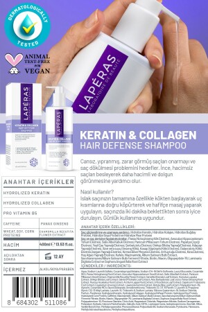 Besleyici Onarıcı Ve Dökülme Karşıtı Keratin & Collagen Vegan Saç Bakım Şampuanı 400ml - 4