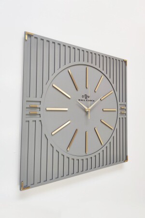 Besondere, luxuriöse, quadratische, gemusterte Spiegel-Plexiglas-Wanduhr in Anthrazit und Gold, 50 x 50 cm - 2