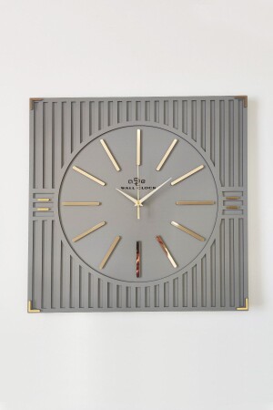 Besondere, luxuriöse, quadratische, gemusterte Spiegel-Plexiglas-Wanduhr in Anthrazit und Gold, 50 x 50 cm - 4