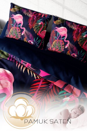 Bettbezug-Set, 100 % natürliche Baumwolle, für Doppelbett, 3D-Digital-Flamingo I monohome8836HF - 5