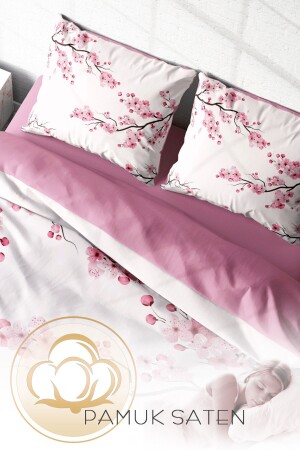 Bettbezug-Set, 100 % natürliche Baumwolle, für Doppelbett, 3D-Digital-Kirschblüte, monohome17965HF - 6