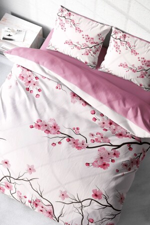 Bettbezug-Set, 100 % natürliche Baumwolle, für Doppelbett, 3D-Digital-Kirschblüte, monohome17965HF - 3