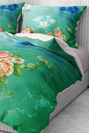 Bettbezug-Set aus 100 % Baumwollsatin, Spannbettlaken, Deluxe-Doppelbett mit 3D-Blumen premium2044HF - 6