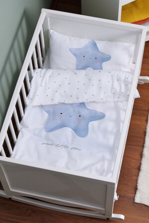 Bettbezug-Set für das Kinderbett bei der Mutter (60 x 100) – Serie Pure Baby – Fluffy Blue Star ETAYBBNTPB026 - 3