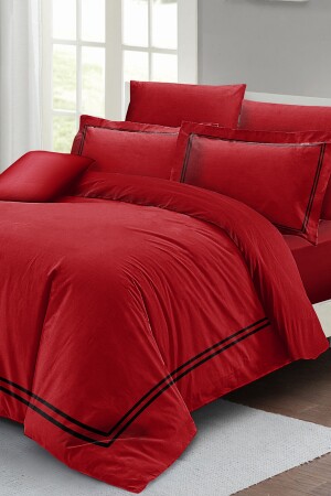 Bettbezug-Set für Doppelbett, dicht gewebt, luxuriöser Baumwollsatin, Rot MONOHOME24291 - 4