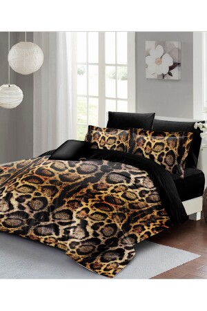 Bettbezug-Set für Doppelbett, eng gewebter Baumwollsatin, 3D-Spezialdesign, Lux-Leopard (ohne Laken) PERLASERA25670 - 2