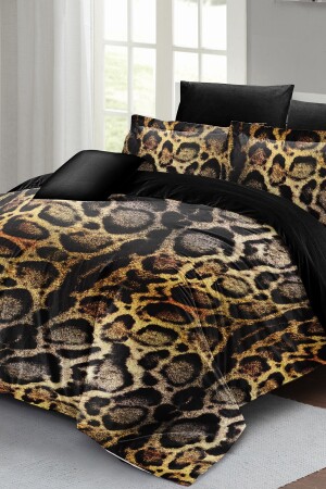 Bettbezug-Set für Doppelbett, eng gewebter Baumwollsatin, 3D-Spezialdesign, Lux-Leopard (ohne Laken) PERLASERA25670 - 4