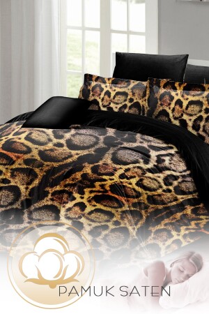 Bettbezug-Set für Doppelbett, eng gewebter Baumwollsatin, 3D-Spezialdesign, Lux-Leopard (ohne Laken) PERLASERA25670 - 5