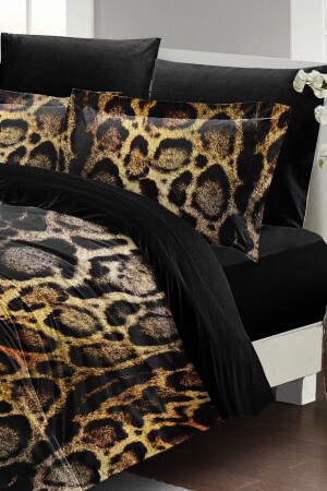 Bettbezug-Set für Doppelbett, eng gewebter Baumwollsatin, 3D-Spezialdesign, Lux-Leopard (ohne Laken) PERLASERA25670 - 6