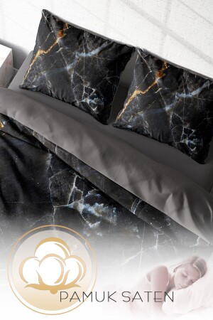 Bettbezug-Set für Doppelbett, eng gewebter Baumwollsatin, 3D-Spezialdesign, Lux-Marmor (ohne Laken) PERLASERA28190 - 6