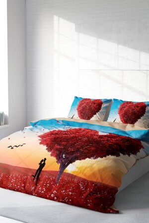 Bettbezug-Set für Doppelbett, eng gewebter Baumwollsatin, 3D-Spezialdesign, Valentinstag (ohne Bettwäsche) PERLASERA28565 - 5