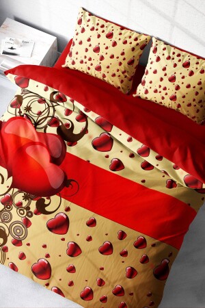 Bettbezug-Set für Doppelbett, eng gewebter Baumwollsatin, 3D-Spezialdesign, Valentinstag V (ohne Bettwäsche) PERLASERA30582 - 2